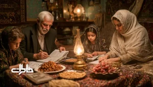 دورهمی خانوادگی با نور شبیه چراغ نفتی و دفترچه خاطرات