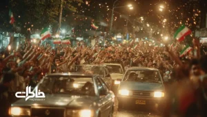 شادی خیابانی پس از ایران استرالیا ۱۹۹۷؛ مردم با پرچم و فریاد