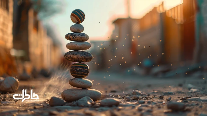 تصویر شاخص بازی هفت‌سنگ: چیدمان هفت سنگ روی خاک و توپ پلاستیکی در غروب محله ایرانی؛ روایت نبرد سرعت و دقت در یک بازی محلی