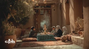 پیک‌نیک خانوادگی سیزده‌به‌در در حیاط ایرانی با سماور، گلیم و سبزه؛ بازآفرینی طبیعت نزدیک و خاطرات نوستالژیک