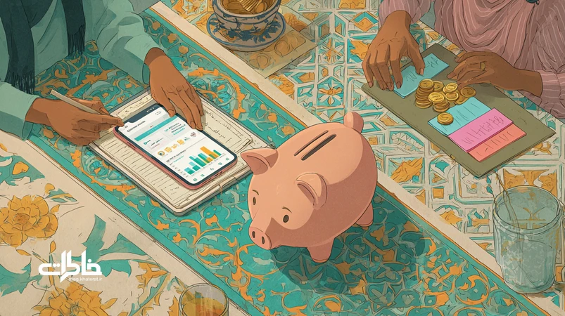 پیوند قلک سفالی ایرانی و اپلیکیشن مالی؛ آموزش پس‌انداز به سبک نو برای خانواده‌ها با نمودار بودجه، برگه‌های یادداشت و حس نوستالژی.مجله خاطرات