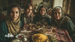 خانوادهٔ ایرانی دور سفرهٔ ناهار جمعه با برنج زعفرانی و چای؛ فضایی نوستالژیک برای گفت‌وگو و خاطره‌درمانی خانوادگی