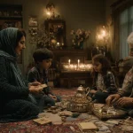 تصویر یک خانوادهٔ چندنسلی ایرانی در کنار سماور و آلبوم‌های قدیمی؛ انتقال خاطرات و رازهای نسل‌ها برای بماندن به یادگار و پرهیز از چرخهٔ تکرار