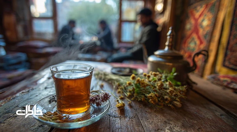 بخار چای خانگی در کافه شهری تهران با سماور کوچک و دمنوشهای ایرانی؛ بازگشت چایهای خانگی و آیین آرامش جدید.مجله خاطرات
