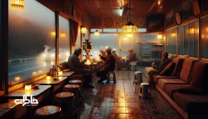 استراحتگاه بین‌راهی ایرانی با نور زرد لامپ، تخت‌های فلزی و بخار چای و غذا؛ پناهگاهی امن و موقتی در مسیر سفرهای مدرن. مجله خاطرات