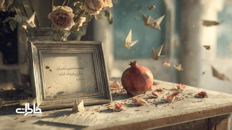 تصویر مفهومی از عشق‌هایی که در دل ماندند؛ قاب عکس نوستالژیک، نامه با عبارت «بماند به یادگار» و نور عصرگاهی برای القای تمرین رها کردن و تبدیل خاطره به یادگار.