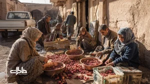 جشن چیدن انار در نی‌ریز با دستان قرمز و سینی‌های مسی؛ تقسیم‌کار خانوادگی، دانه‌کردن دقیق زنان و مسیر اقتصادی از باغ تا بازار.مجله خاطرات
