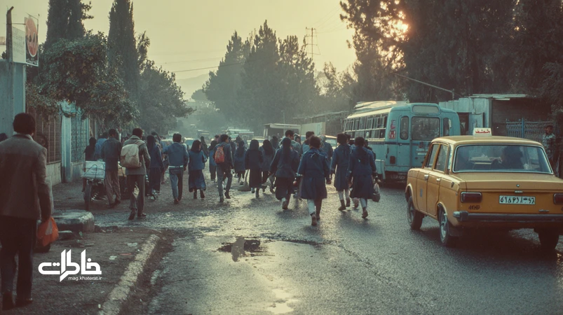 مسیر صبحگاهی مدرسه در ایران دهه‌های ۶۰ تا ۸۰ با آسفالت نمور، بخار نان سنگک و دانش‌آموزان با کیف و کفش متنوع؛ بازتاب نوستالژی خاطرات مسیر مدرسه