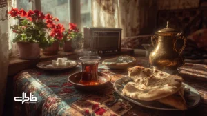 صبح جمعه ایرانی با حلوا ارده، نان داغ، چای شیرین و رادیوی قدیمی؛ تصویری از آرامش خانوادگی و خاطرات خانه ایرانی