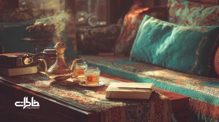 سفره دل ایرانی با چای، سماور و دیوان حافظ در فضایی صمیمی؛ نماد گفت‌وگو، شب‌نشینی و ساختن خاطرات مشترک در فرهنگ ایرانی