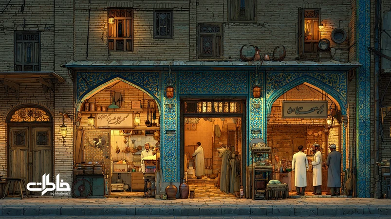 آوازهای کوچه و کار در محلههای ایرانی؛ گروهی از کارگران در کوچهای قدیمی کنار نانوایی و دکانها با ریتمی هماهنگ میخوانند؛ تصویر نوستالژیک از موسیقی کارِ جمعی