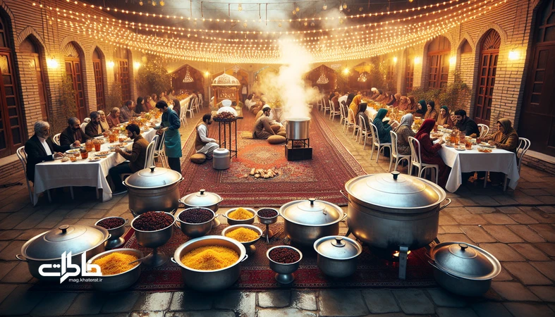 شام عروسی سنتی به سبک ۱۴۰۰ها با قابلمههای بزرگ، سینیهای چلو زعفرانی، موسیقی جدید-قدیم و چیدمان سادهٔ الهامگرفته از آینه و شمعدان؛ منوی اقتصادی اما دلنشین. مجله خاطرات