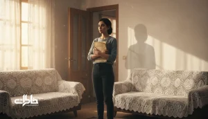 ترس‌های کودکی که در بزرگسالی شکل عوض می‌کنند؛ تصویر یک جوان ایرانی در پذیرایی خانه با دفتر مدرسه و سایهٔ کودک