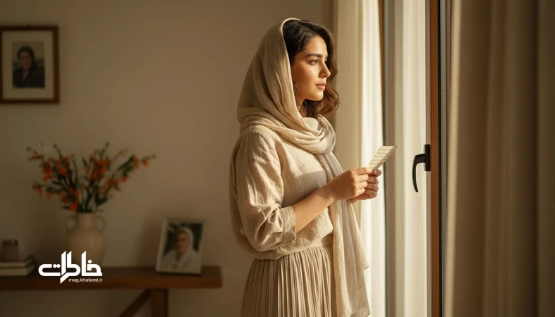تصویر احساسی از دختر ایرانی کنار پنجره با نور ملایم، مناسب مقاله معنی اسم جانان و ریشه اسم جانان و حس عاشقانه این نام