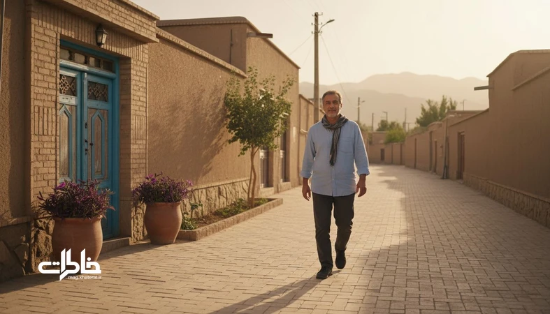 تصویر نوستالژیک از یک آقای ایرانی با وقار در کوچه‌ای قدیمی؛ مناسب مقاله درباره معنی و حس اسم پرویز