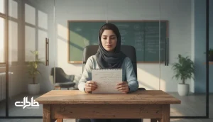 تصویر یک جوان ایرانی میان فضای کلاس و اتاق جلسه که مفهوم خاطرات اضطراب اجتماعی، شرم و ترس از قضاوت را نشان می‌دهد