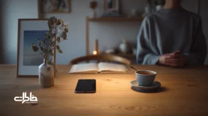 تصویر فردی در خانه ایرانی که در حال نوشتن نامه و ضبط ویس برای گفتوگو با عزیز از دسترفته است؛ نمادی امن از خاطرهدرمانی و سوگ.