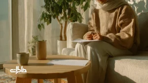 فردی ایرانی در نور صبح کنار قاب عکس و نامه، نمادی از التیام سوگ و تبدیل یاد عزیز از دست‌رفته به قوت