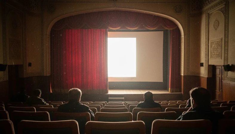 نمایی از سالن قدیمی سینما در ایران با پرده مخمل قرمز و صندلی‌های فرسوده؛ روایت معماری احساسی و رؤیاساز سالن‌های سینما
