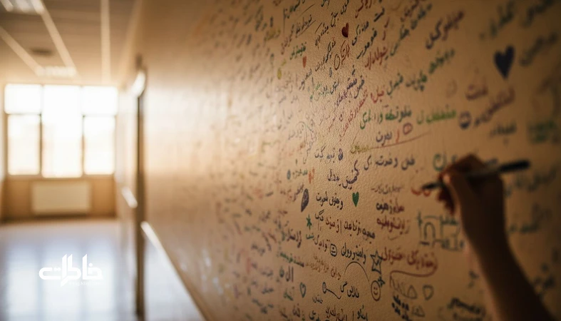 دیوار مدرسه با حاشیه‌نویسی‌های دانش‌آموزی؛ نمادی از حاشیه‌نویسی‌های دیوار مدرسه و متن اجتماعی نسل‌ها_مجله خاطرات