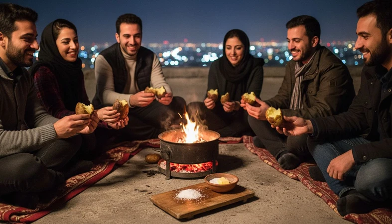 دورهمی روی پشت بام با آتش و سیب زمینی تنوری، نمک و کره؛ روایت مزه دود و رفاقت