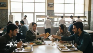 سلف دانشگاه در ایران با میز مشترک و شکل گیری دوستی های دقیقه نودی میان دانشجوها