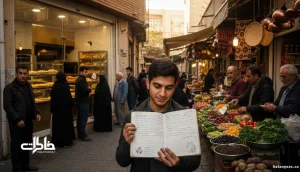 صف نانوایی و بازار محلی در ایران با دفترچه یادداشت برای ثبت اصطلاحات بومی؛ شناسنامه‌های شفاهی اقوام ایران