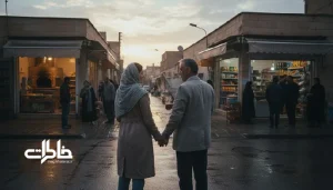 تصویر محله ایرانی در غروب با جمع کوچک کنار نانوایی؛ نمادی از رهایی و شکل‌گیری خاطره جمعی در روایت‌های روزمره_مجله خاطرات